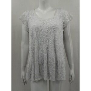 Torrid Top Womens 1X‎ White Lace Flutter Sleeve Lined Scoop Neck Angel Feminine